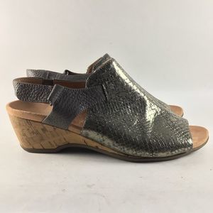 Vionic Tatiana womens leather sandals slingback slides silver size 9